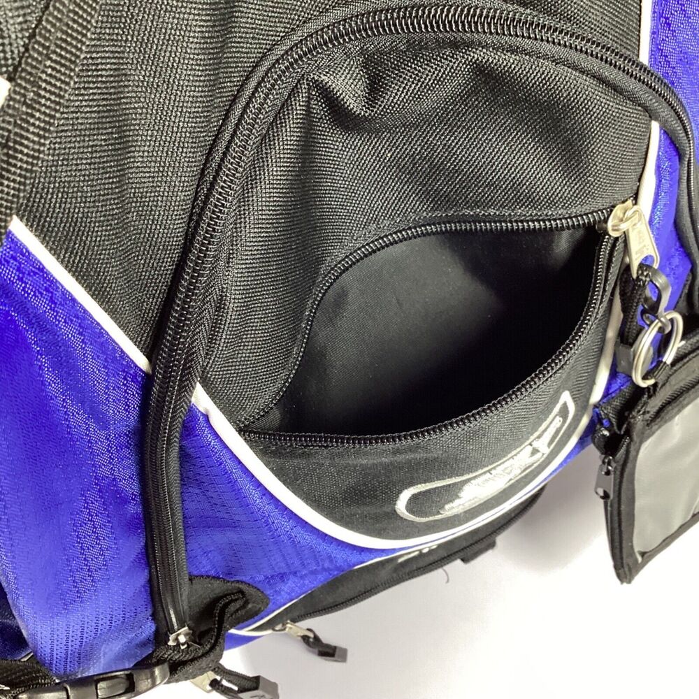 Starter Backpack Zip Multipocket Black Blue Id Tag - image 6